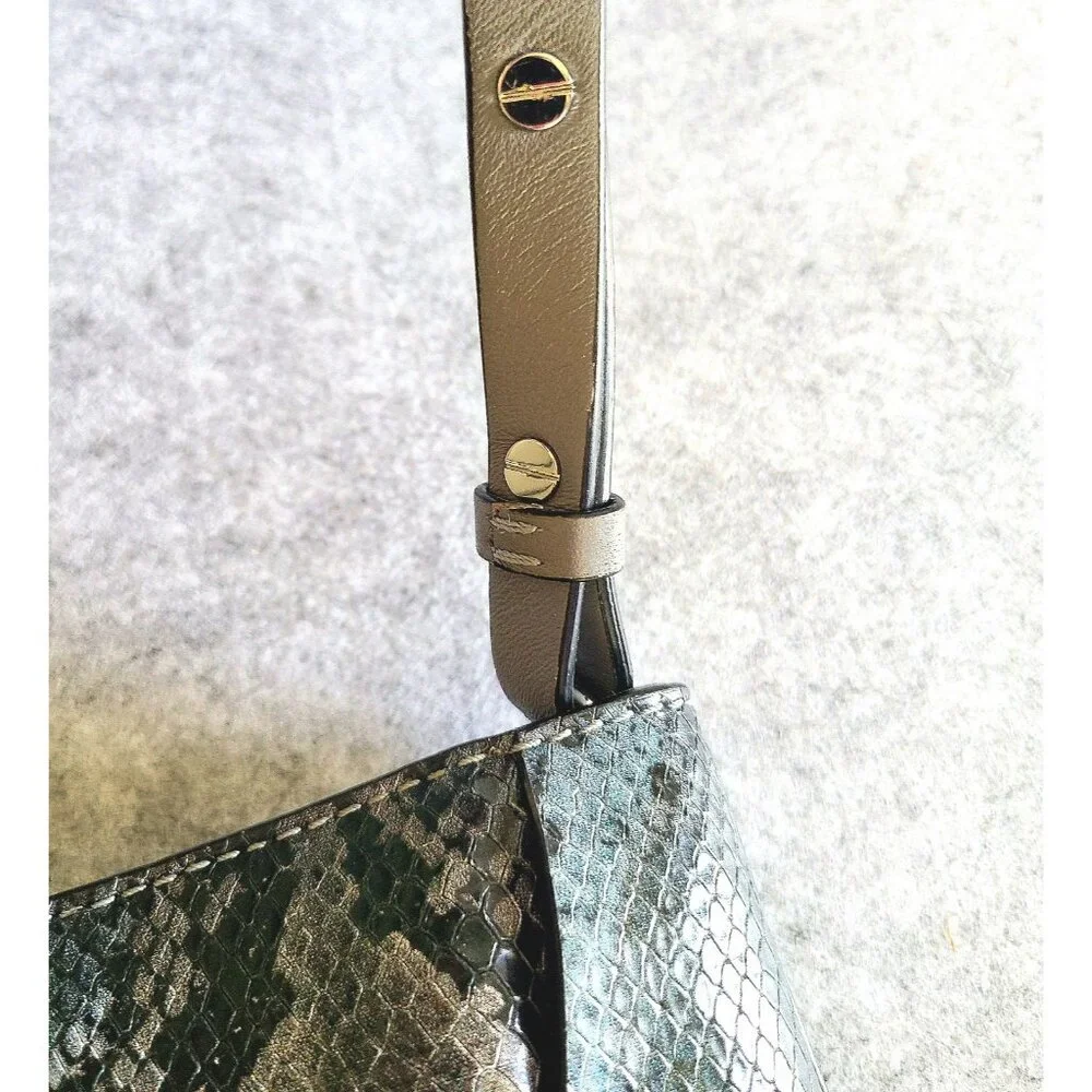 VGUC Vince Camuto Blue and Grey Snakeskin Print Leather Crossbody with Tassel - Picture 7 of 12